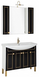 Aquanet Мебель для ванной "Честер 105" черный/золото – фотография-1