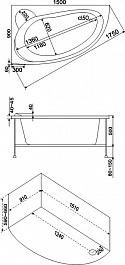 Bas Акриловая ванна Вектра 150x90 L с гидромассажем – фотография-4