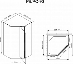 Deto  Душевой уголок PC 90 Black – фотография-4