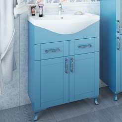 Sanflor Мебель для ванной Глория 65 R голубая матовая – фотография-5