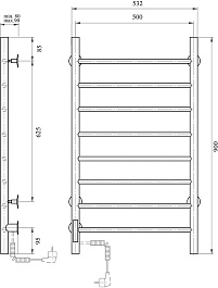 Domoterm Полотенцесушитель электрический Аврора DMT 109-8 50x90 EKTD L хром – фотография-4