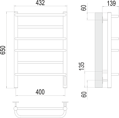 Terminus Полотенцесушитель электрический Евромикс П6 400x650 хром – фотография-3