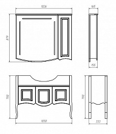 ASB-Woodline Тумба с раковиной Эмили 105 бежевый/ патина золото – фотография-7