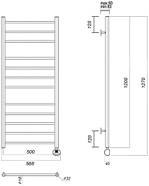 Domoterm Полотенцесушитель электрический Медея П12 (3-4-5) 500x1200 ER хром – фотография-3