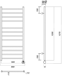 Domoterm Полотенцесушитель электрический Медея П12 (4-4-4) 500x1200 ER хром – фотография-3