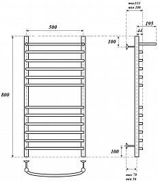 Point Полотенцесушитель водяной П11 500x800 PN05158SP с полкой хром – фотография-3