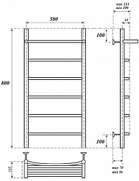 Point Полотенцесушитель электрический П5 500x800 PN04158PE с полкой хром – фотография-4