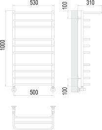 Terminus Полотенцесушитель водяной Арктур П10 500x1000 с полкой хром – фотография-3