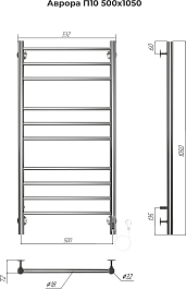 Terminus Полотенцесушитель электрический Аврора П10 500x1050 хром – фотография-3