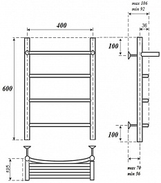 Point Полотенцесушитель водяной П3 400x600 PN04146P с полкой хром – фотография-3