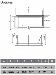 Vayer Акриловая ванна Options 165x70/85 L – фотография-7