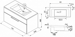 De Aqua Мебель для ванной Кубика 80, зеркало-шкаф Эколь – фотография-5