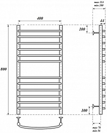 Point Полотенцесушитель электрический П12 400x800 PN05148SE хром – фотография-4