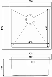 Mixline Мойка кухонная Pro 50x50 сатин – фотография-8