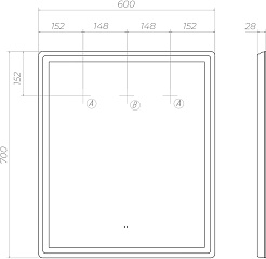 Vigo Зеркало Geometry Classic 600 с бесконтактным выключателем – фотография-5
