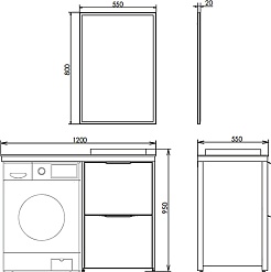 Comforty Тумба с раковиной Лозанна 120 под стиральную машину белая глянцевая – фотография-9