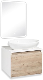 Runo Мебель для ванной Бари 60 Terzo подвесная дуб крафт/белая – фотография-1