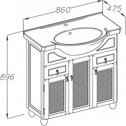 Opadiris Тумба с раковиной Тибет 85 с объемной филенкой, нагал – фотография-6