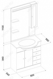 Aquanet Зеркальный шкаф "Марсель 80" – фотография-3