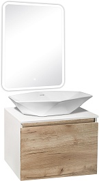 Runo Мебель для ванной Бари 60 Poligono подвесная дуб крафт/белая – фотография-1