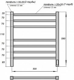 Point Полотенцесушитель электрический П7 500x600 PN71856B черный – фотография-3