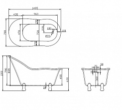 BelBagno Акриловая ванна BB08-BRN, ножки BB-LEG-LION-BRN – фотография-3