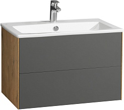 Акватон Мебель для ванной Сохо 75 подвесная дуб веллингтон/графит софт – фотография-2