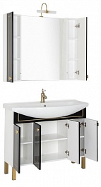 Aquanet Мебель для ванной "Честер 105" черный/золото – фотография-7