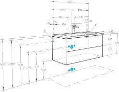 Акватон Мебель для ванной Сохо 100 L подвесная дуб веллингтон/графит софт – фотография-18