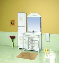 Misty Мебель для ванной Milano 80 бежевая патина/декор – фотография-3
