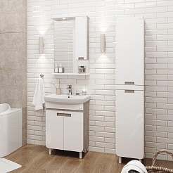 Onika Мебель для ванной Харпер 50.10 белая глянцевая/мешковина – фотография-3