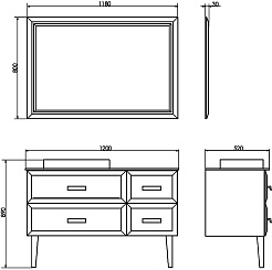 Comforty Тумба с раковиной Империя 120 с графитовой столешницей белая – фотография-11