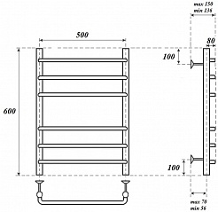 Point Полотенцесушитель водяной П6 500x600 PN09156 хром – фотография-3