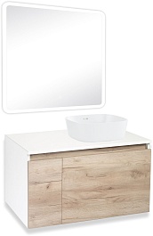 Runo Мебель для ванной Бари 80 Bella подвесная дуб крафт/белая – фотография-1