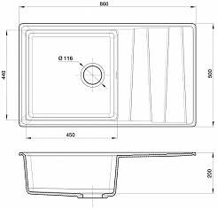 Granfest Мойка кухонная GF-LV-860L белый – фотография-3