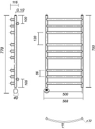 Domoterm Полотенцесушитель электрический Калипсо П9 500x700 EL золото – фотография-2