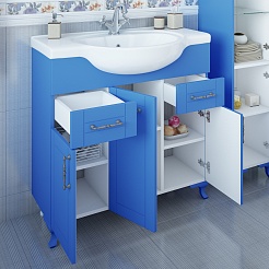 Sanflor Мебель для ванной Глория 85 R голубая матовая – фотография-5