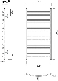 Domoterm Полотенцесушитель Калипсо П12 500x1000 золото – фотография-3