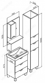 Бриклаер Зеркальный шкаф Токио 70 L венге – фотография-4