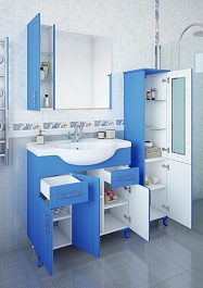 Sanflor Зеркальный шкаф Глория 85 L голубой матовый – фотография-4