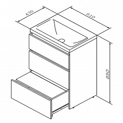 Am.Pm Тумба с раковиной Gem S 60 графит матовый, напольная, с 3 ящиками – фотография-5