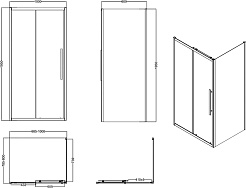 Esbano Душевой уголок Flex 100x80 ESF-108PS-B профиль черный матовый стекло прозрачное – фотография-4