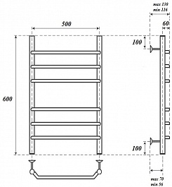 Point Полотенцесушитель водяной П6 500x600 PN07156 хром – фотография-3