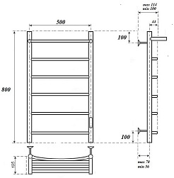 Point Полотенцесушитель электрический Афина П6 500x800 PN04858P хром – фотография-4