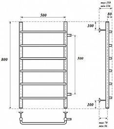 Point Полотенцесушитель водяной П6 500x800 PN08558 хром – фотография-3