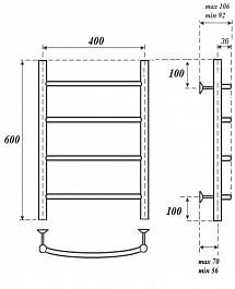 Point Полотенцесушитель водяной П4 400x600 PN04146 хром – фотография-3