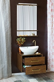 Sanflor Мебель для ванной Румба 60 с ящиками, венге, патина золото – фотография-6