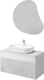 Акватон Мебель для ванной Марбл 100 Одри Round подвесная слэйт/белая матовая – фотография-1