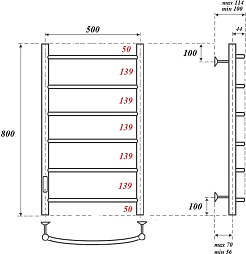 Point Полотенцесушитель электрический Афина П6 500x800 PN04758W белый – фотография-3