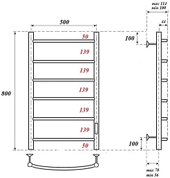 Point Полотенцесушитель электрический Афина П6 500x800 PN04858W белый – фотография-3